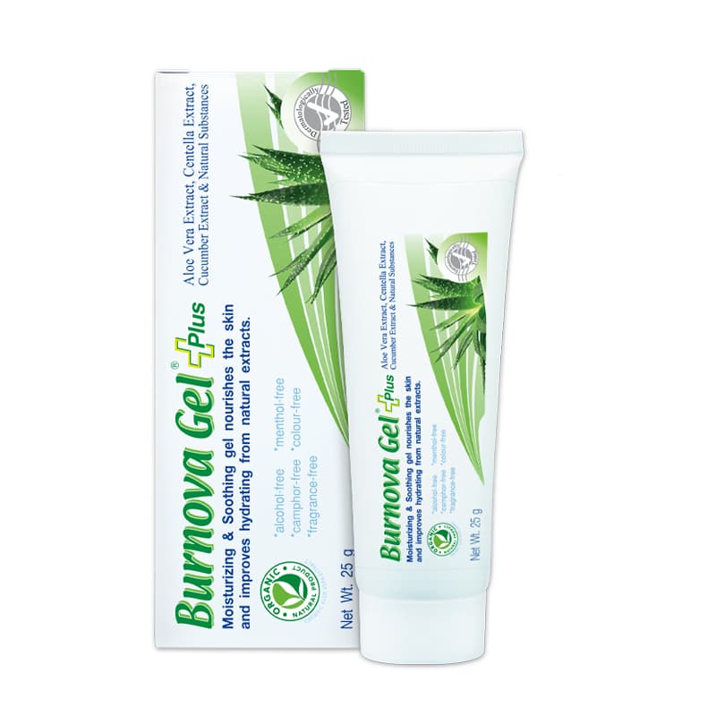 VITARA Burnova Gel Plus 25 / 70g เจลใสว่านหางจระเข้ ใบบัวบก แตงกวา สำหรับผิวตากแดด รูปที่ 4
