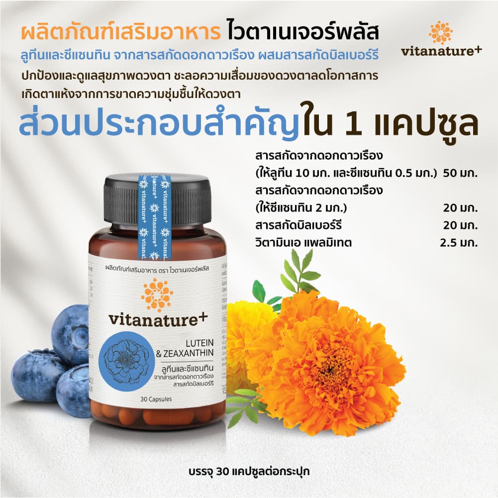 Vitanature+ Lutein and Zeaxanthin form Marigold Extract with Bilberry 1 กระปุก ลูทีนและซีแซนทิน รูปที่ 4
