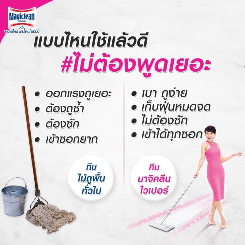 ไม้ม็อบ ทำความสะอาดพื้น ปรับระดับได้ ใช้งานง่ายสะดวก Magiclean Wiper Mop รูปที่ 6
