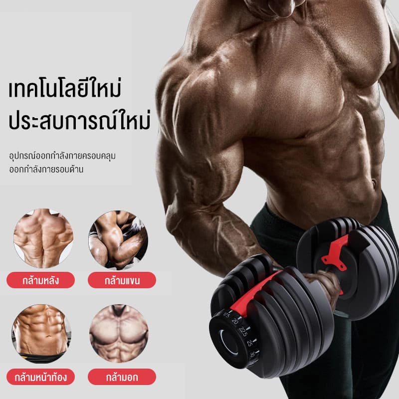 ดัมเบล 24kg Black 1 อัน ดัมเบลปรับน้ําหนัก Adjustable Dumbbell อุปกรณ์ออกกำลังกายปรับได้ แข็งแรง dumbell ปรับ น้ำหนัก รูปที่ 5