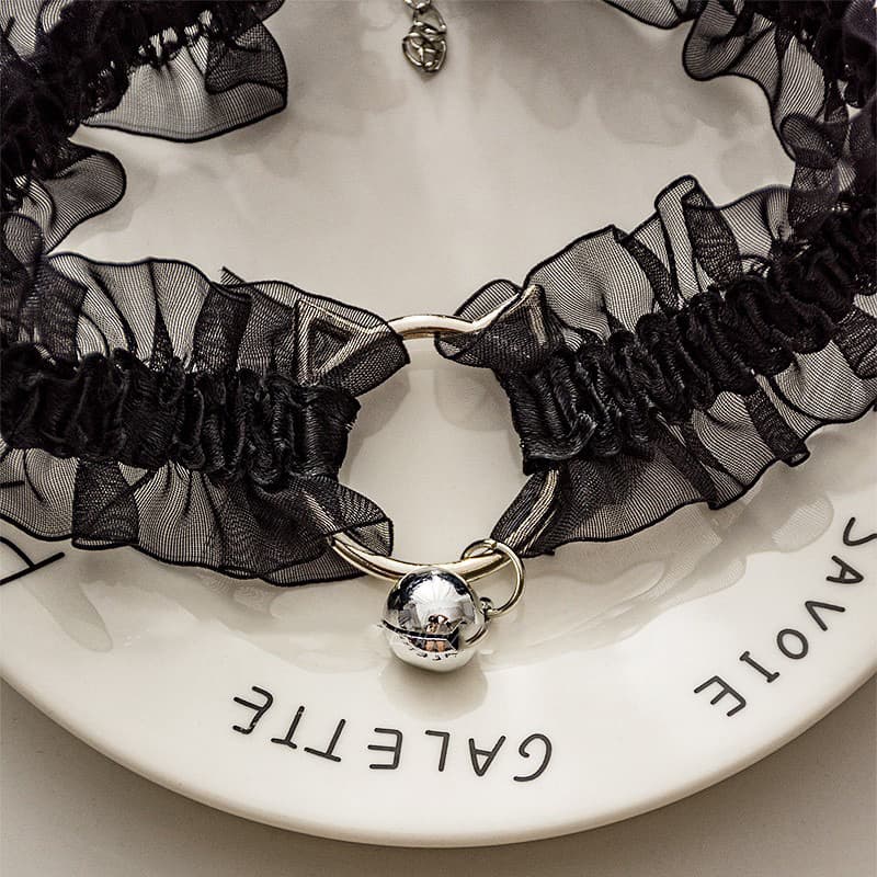 choker collar สร้อยคอลูกไม้โบว์ สร้อยคอระฆัง อุปกรณ์เสริมสุภาพสตรี ปลอกคอแม่บ้าน รูปที่ 9