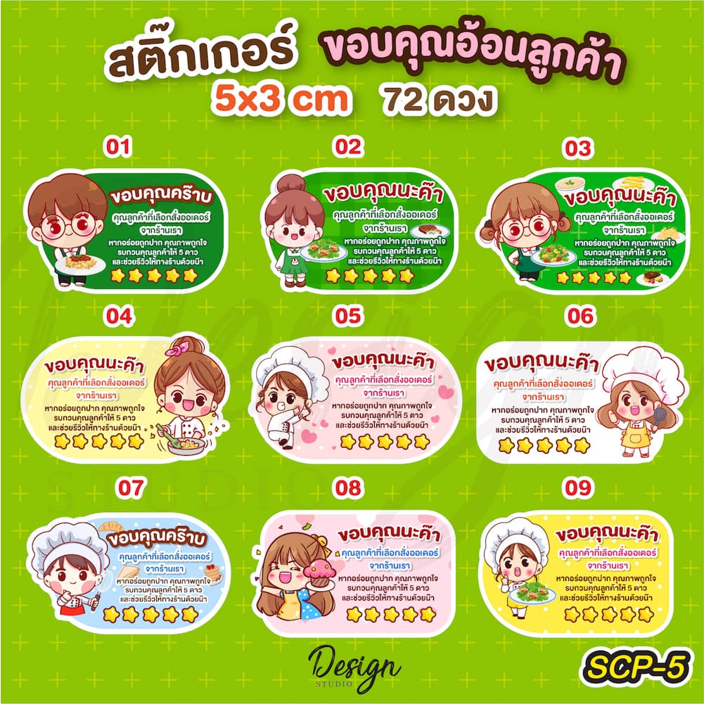สติ๊กเกอร์ขอบคุณลูกค้าอุดหนุนอาหาร รูปที่ 1