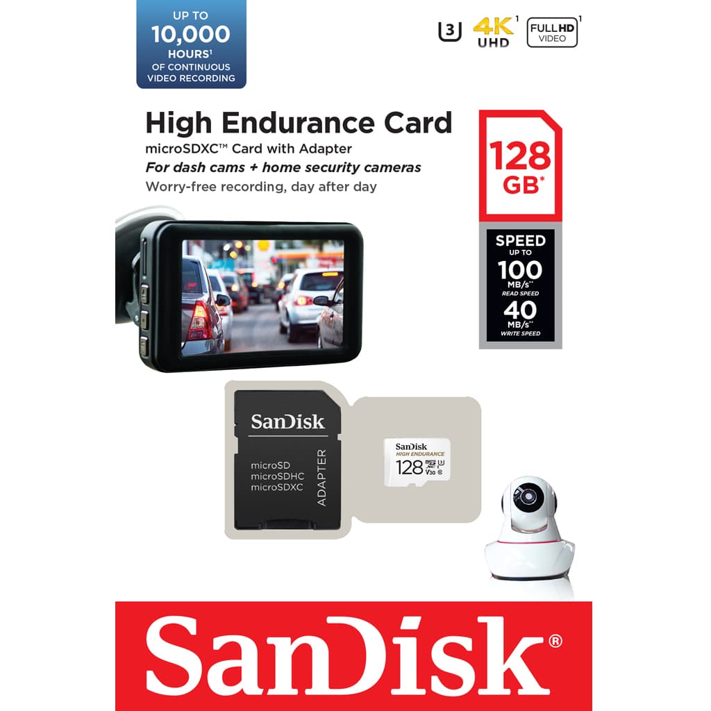 SanDisk High Endurance 128GB ,256GB microSD Card เมมโมรี่การ์ด กล้องติดรถยนต์ วงจรปิด รูปที่ 3