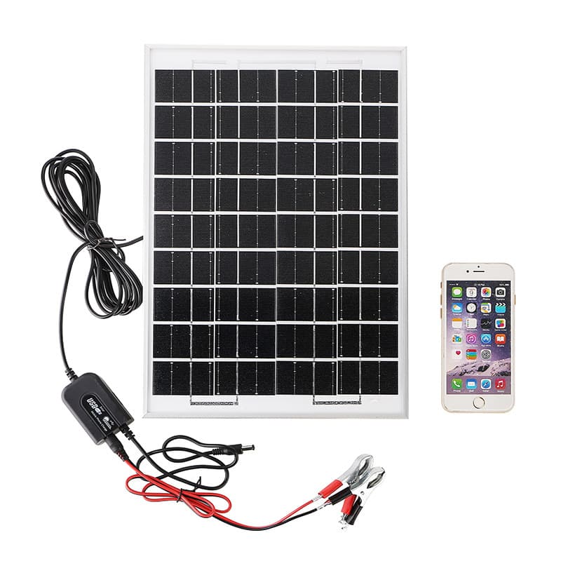 แผงโซลาร์เซลล์พร้อมสายยาว3เมตร mono solar cell 21V 10W/20W/30W/50W ชาร์จแบตมือถือได้แถมขาหนีบชาร์จแบต12Vได้ด้วย กันน้ำ รูปที่ 1