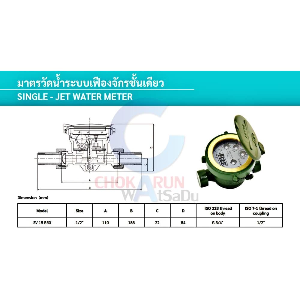 SANWA มิเตอร์น้ำ ซันวา มาตรวัดน้ำ มิเตอร์น้ำ 4 หุน 1/2" ประปา มิเตอร์ รูปที่ 4
