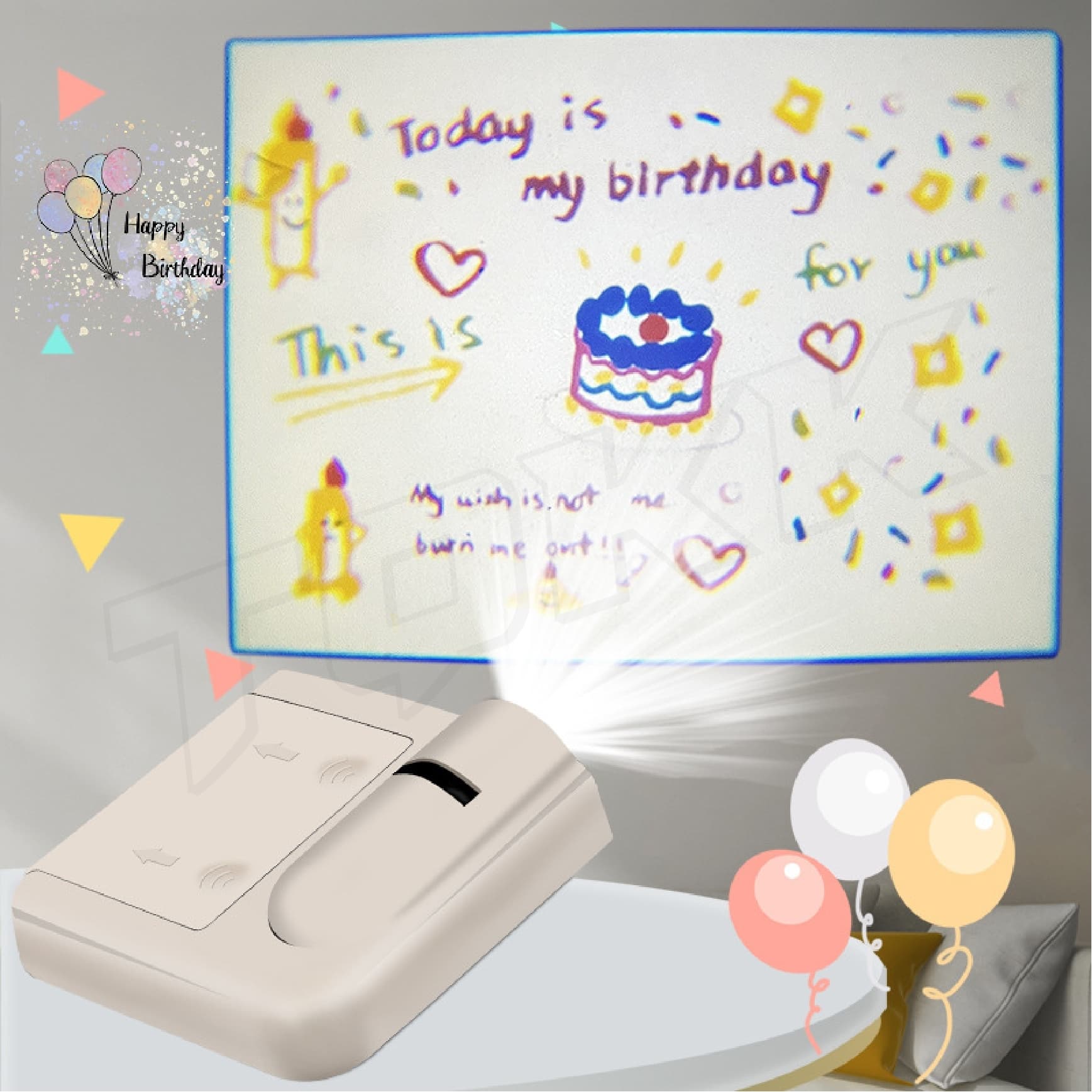 จากไทย โปรเจคเตอร์วันเกิด ครบรอบ Birthday projector วันเกิด ไฟถ่ายรูป โปรเจคเตอร์จิ๋ว สําหรับตกแต่ง รูปที่ 3