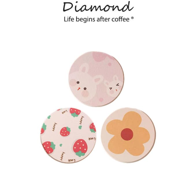 Diamond Coffee แผ่นหินรองแก้ว ที่รองแก้ว ผลิตจากดินเบา ซึมซับน้ำไว แห้งไว จานรองแก้วซึมซับน้ำไว ขนาด 10 x 10ซม รูปที่ 1
