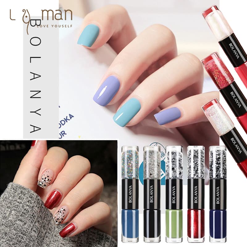 สีทาเล็บ สีทาเล็บเจลไม่อบ BOLANYA ยาทาเล็บ สีทาเล็บกึ่งเจล 2 in 1 สีทาเล็บกึ่งเจลไม่ต้องอบ ไม่ต้องอบ ลอกได้ รูปที่ 5