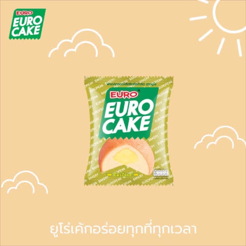 Euro ยูโร่เค้ก คัสตาร์ดเค้ก ยกกล่อง 12 ห่อ คัสตาร์ด ใบเตย นมฮอกไกโด ช็อคโกแลต เมล่อนกล้วยสตอเบอร์รี่ รูปที่ 3