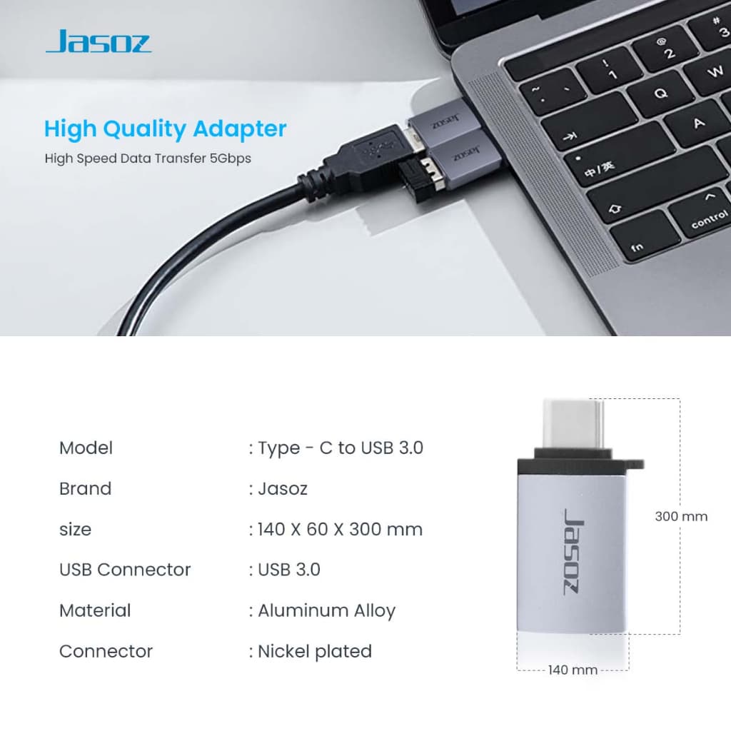 ส่งจาก กทมJasoz อะแดปเตอร์ Type-C to USB 3.0 Adapter Fast Data Transfer รูปที่ 9