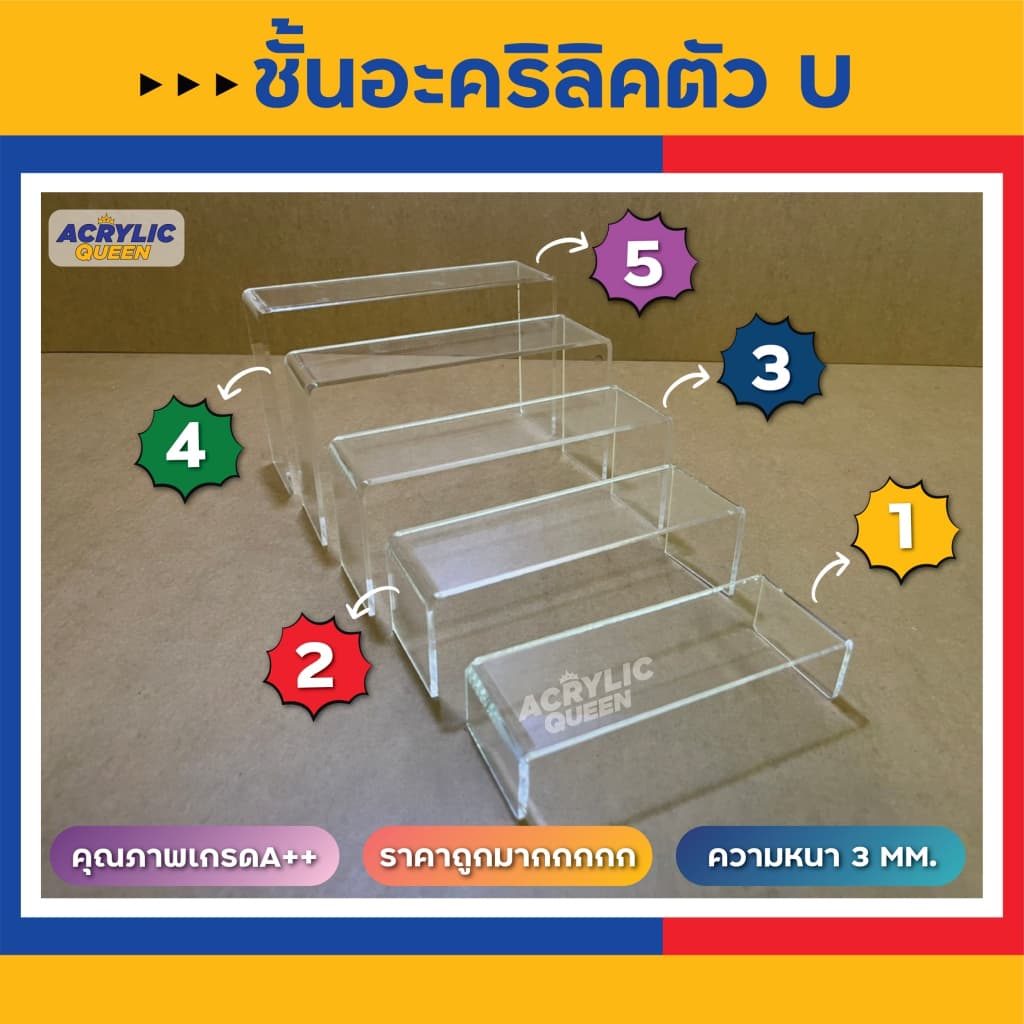ชั้นวางโมเดล POP MART ฟิกเกอร์ ,ตุ๊กตา ,สินค้าตัวอย่าง อะคริลิคใส หนา 3 mm มี 3 สี รูปที่ 2