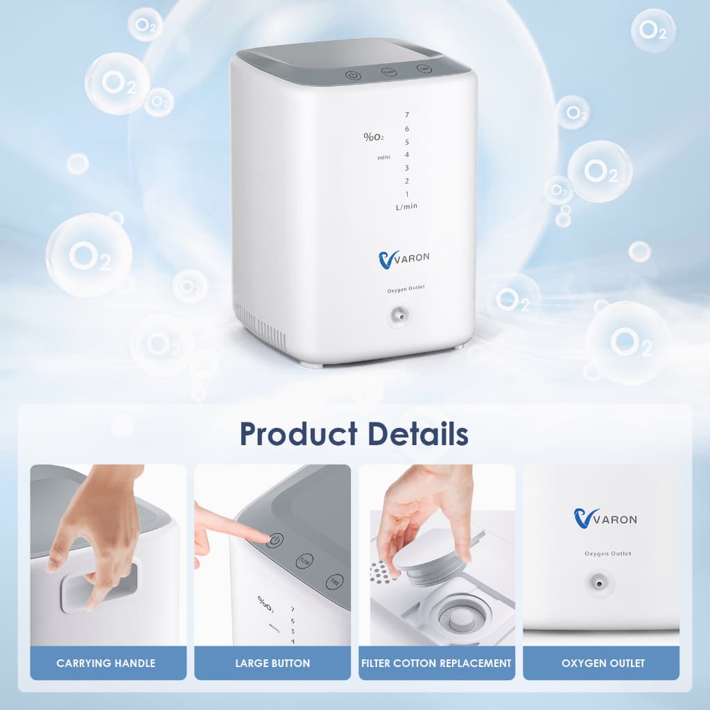 จัดส่ง2วัน Oxygen Concentrator 1-7L/min เครื่องผลิตออกซิเจนแบบพกพาแบบปรับได้สำหรับใช้ในบ้านและในการเดินทาง In Stock รูปที่ 8