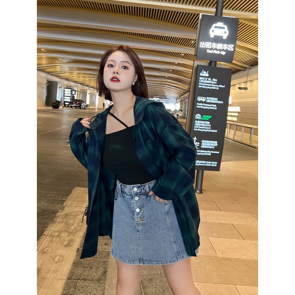 CiCi Plus+ กระโปรงกางเกงขาสั้น เอวสม็อค กระดุมหน้าแมทซ์ได้ทุกลุคน่ารักมาก รูปที่ 5