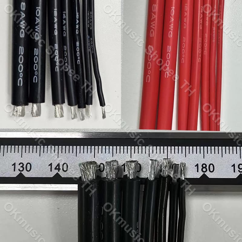 สายไฟซิลิโคน สายไฟทองแดง 100% แท้ สายอ่อน ทนความร้อนสูง 8awg 10awg 12awg 14awg 16awg 18awg 20awg Silicone 200องศา รูปที่ 2