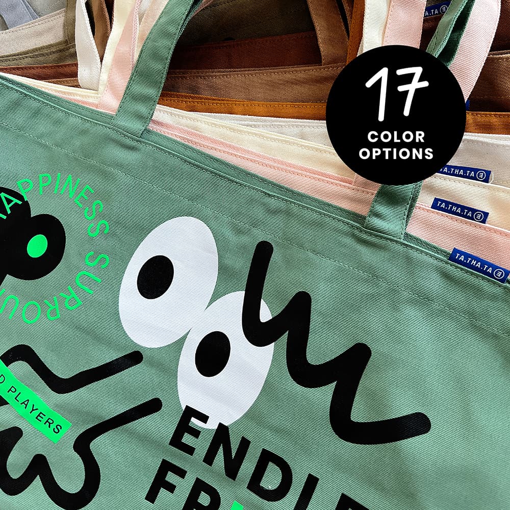 Happy canvas tote กระเป๋าผ้าแคนวาส รูปที่ 4