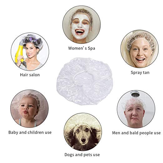 หมวกคลุมผมอาบน้ำแบบหนา อย่างดี สีใส 100 ชิ้น/แพ็ก แบบใช้แล้วทิ้ง รูปที่ 6