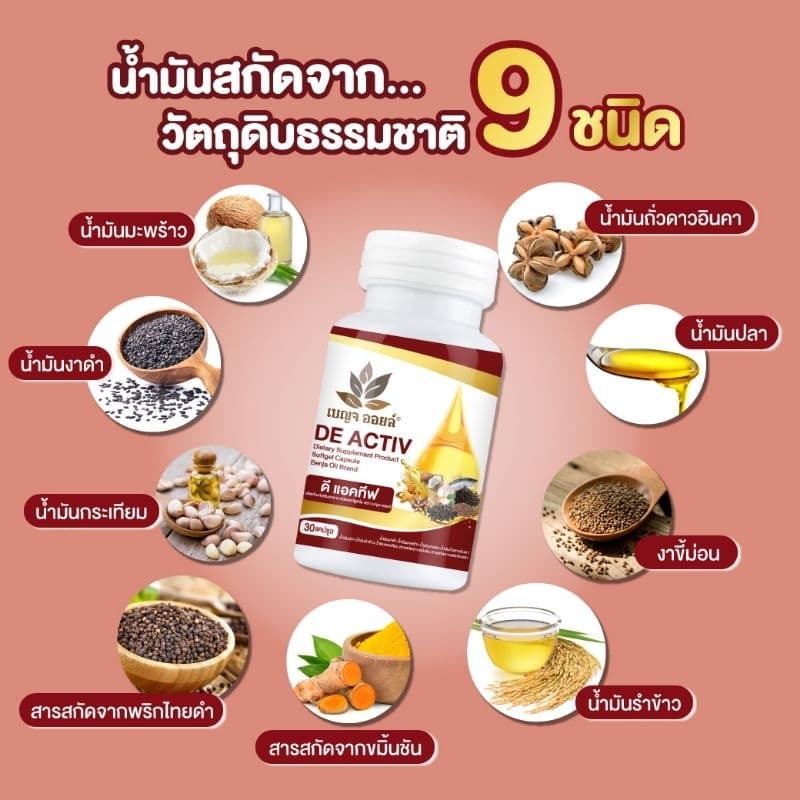 Benja Oil Securmin เบญจออยล์ ซีเคอร์มิน / ดีแอคทีฟ / ไรซ์บรานออยล์ พลัส 30 แคปซูล รูปที่ 3