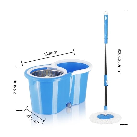 AT.MALL ชุดถังปั่น ไม้ถูพื้น มีล้อเลื่อน ถังปั่นสแตนเลส Spin Mop รุ่น 2in1 แถมฟรี ผ้าไมโครไฟเบอร์ 2 ผืน ไม่ต้องบิดมือ รูปที่ 5
