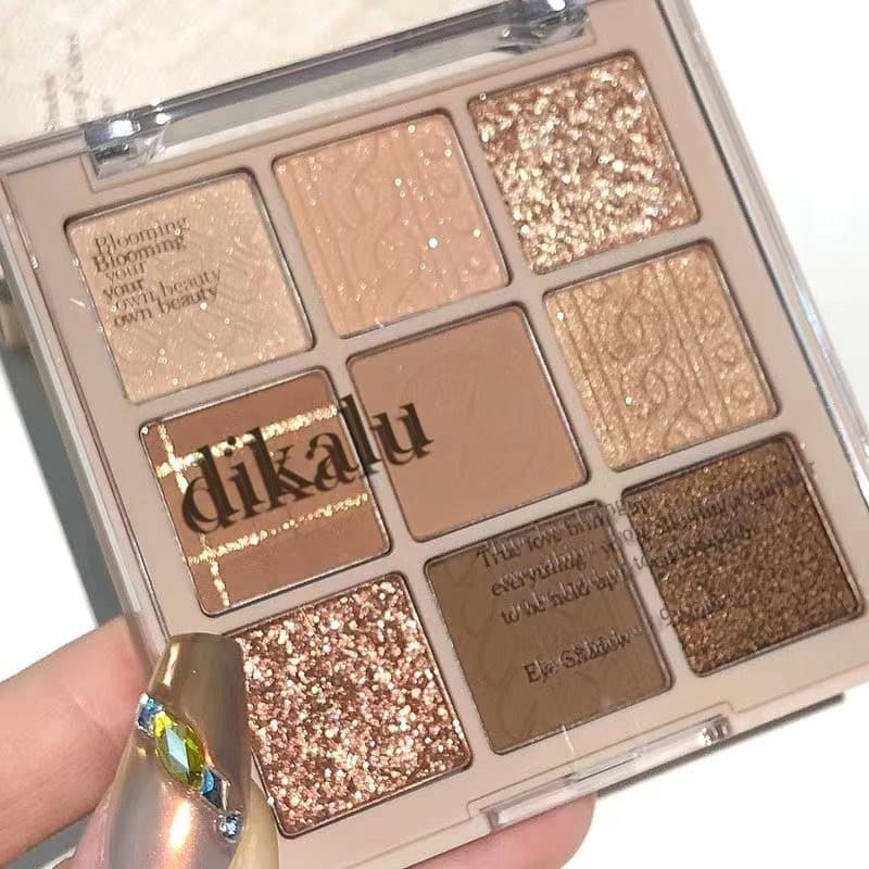 N327 Dikalu พาเลทอายแชโดว์ ชิมเมอร์ เนื้อแมตต์ เนื้อใยไหม สีสวย กันน้ํา ติดทนนาน 9 สี รูปที่ 3