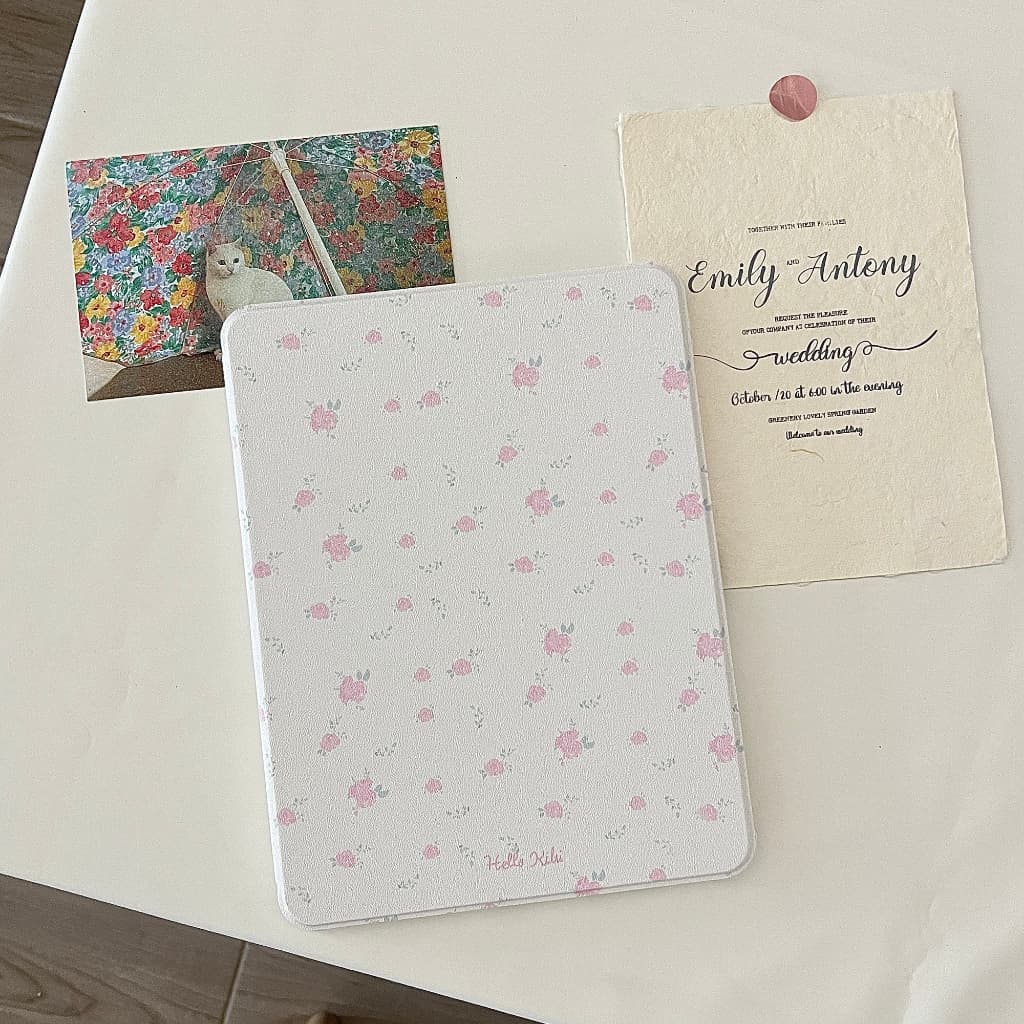 24 ชั่วโมงเคส เคสiPadหมุน 360°Air7 Gen11 Pink Floral ช่องใส่ปากกาขวา Acrylic เคส ipad Pro11 MINI7 รูปที่ 7