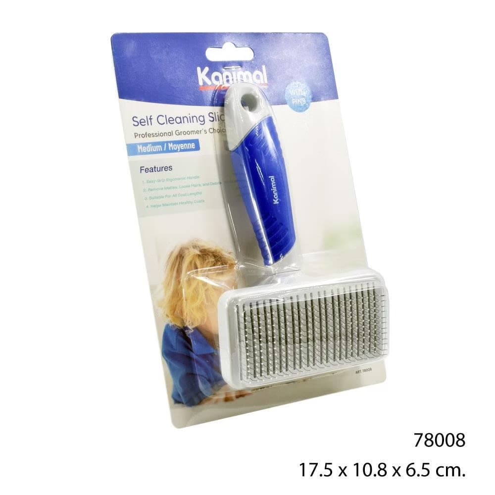 Kanimal Self-Cleaning Slicker Brush Size M 17.5x10.8x6.5 หวีสางขนกึ่งอัตโนมัติ แปรงหวีขนสุนัข แปรงแมว รูปที่ 4