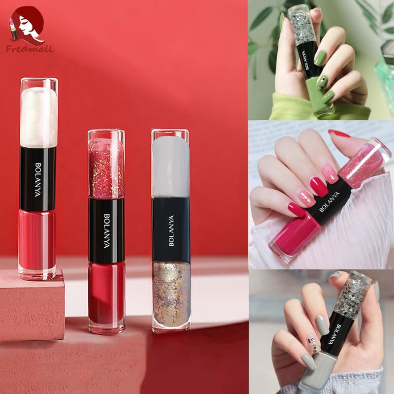 สีทาเล็บ สีทาเล็บเจลไม่อบ BOLANYA ยาทาเล็บ สีทาเล็บกึ่งเจล 2 in 1 สีทาเล็บกึ่งเจลไม่ต้องอบ ไม่ต้องอบ ลอกได้ รูปที่ 1