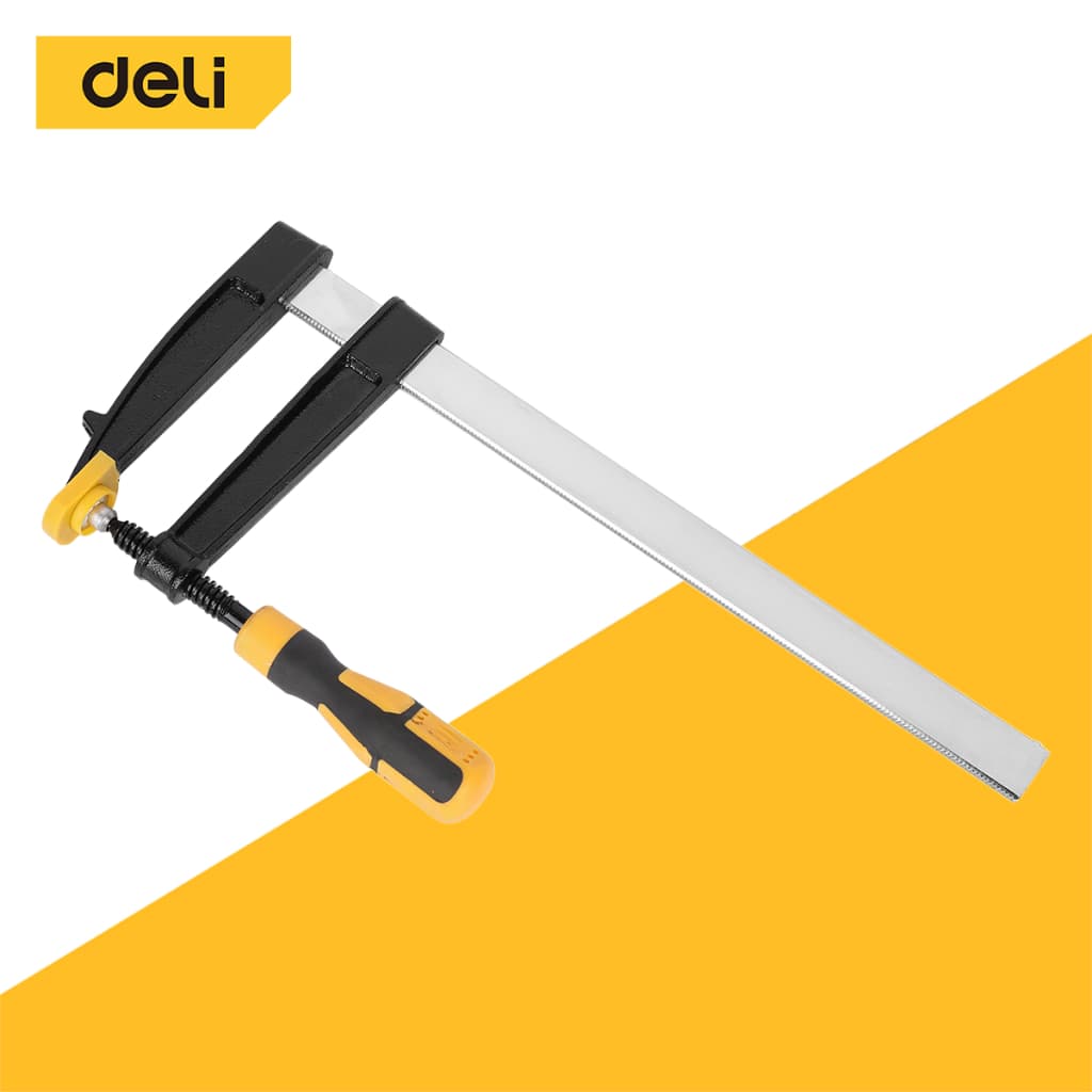 Deli แคลมป์จับไม้ตัวF แคลมป์จับชิ้นงานแบบเลื่อนเร็ว แคลมป์จับชิ้นงาน แบบเกลียวหมุน หนีบแน่น ปรับขนาดได้ F-Clamp รูปที่ 1