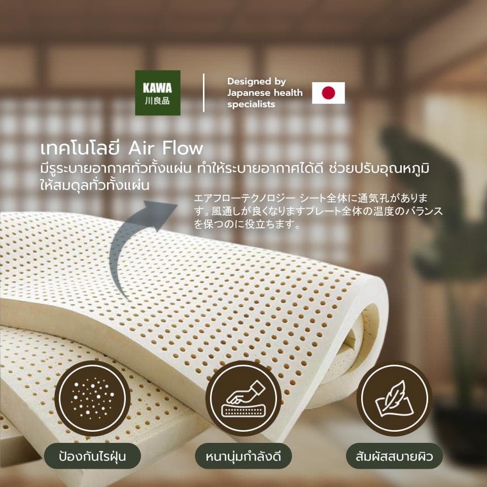 Kawa ที่นอนยางพาราฉีด แท้ 100% รุ่น Mito ท็อปเปอร์ ยางฉีดขึ้นรูปทั้งแผ่น ลดอาการปวดหลัง รูปที่ 4