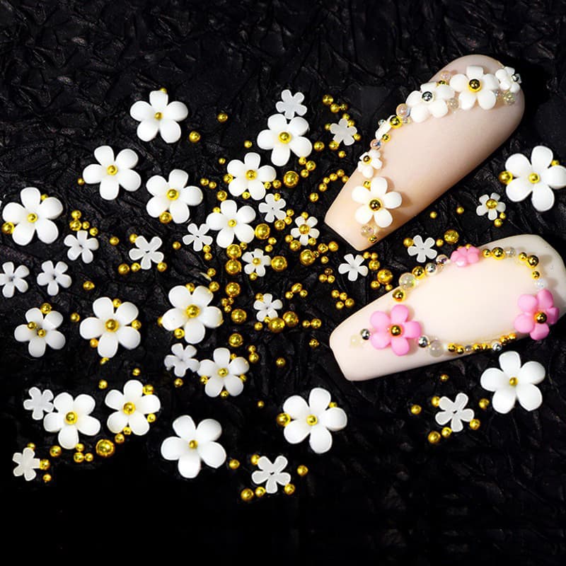 อะไหล่ดอกไม้สำหรับตกแต่งเล็บ DIY แบบคละสีอะไหล่เงิน-ทอง 6/ช่อง ในไทย รูปที่ 5