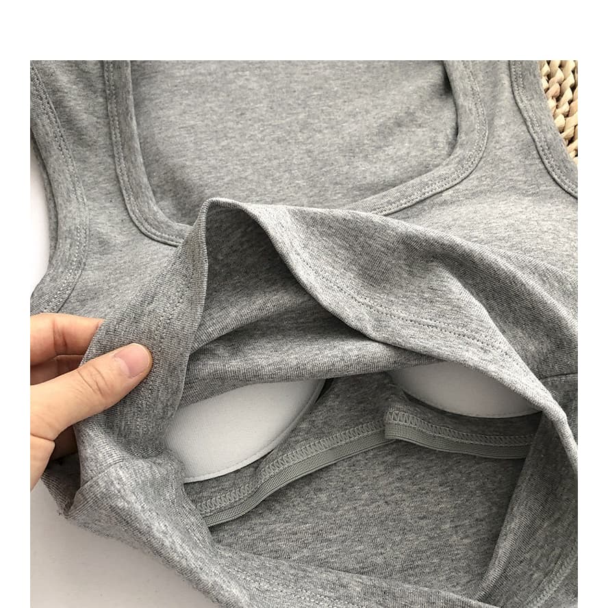เสื้อกล้ามแฟชั่นแขนกุด B-074 เนื้อผ้านิ่มใส่สบาย มีฟองน้ำในตัว มีหลายสี รูปที่ 5