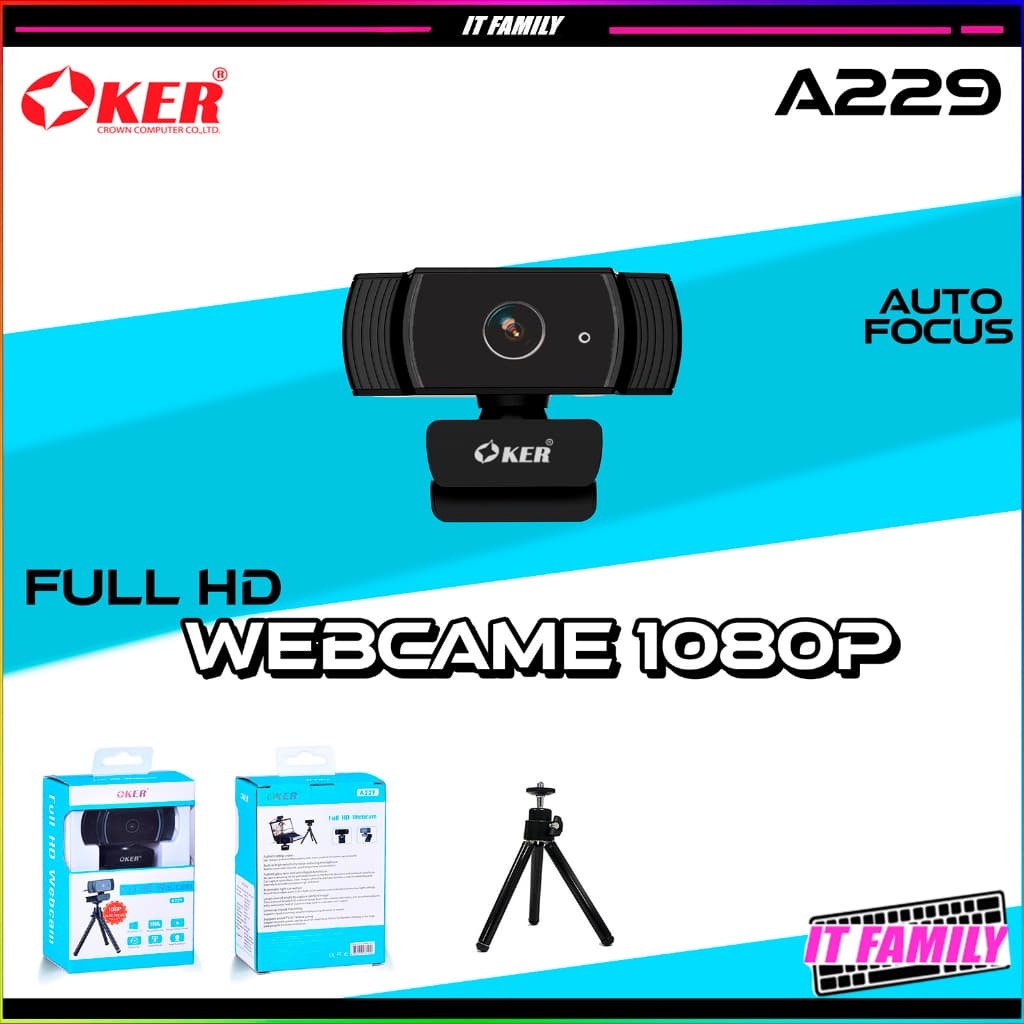 กล้องเว็บแคม Webcam OKER รุ่น A229 ความละเอียด Full HD 1080P รับประกัน 2 ปี >> รูปที่ 1