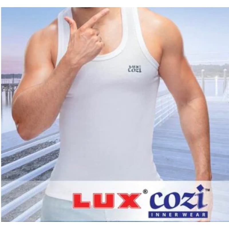 เสื้อกล้ามผู้ชาย LUX COZI 100% COTTON สีขาว *ผ้าไม่บาง* ไม่เหม็นอับ ระบายอากาศได้ดี รูปที่ 6