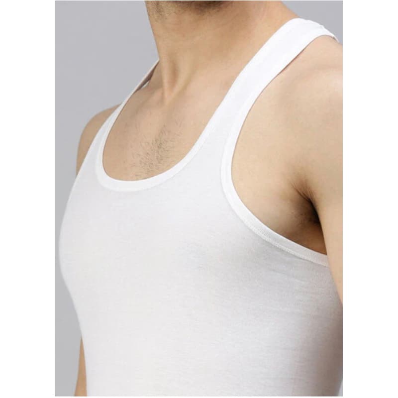 เสื้อกล้ามผู้ชาย LUX COZI 100% COTTON สีขาว *ผ้าไม่บาง* ไม่เหม็นอับ ระบายอากาศได้ดี รูปที่ 4