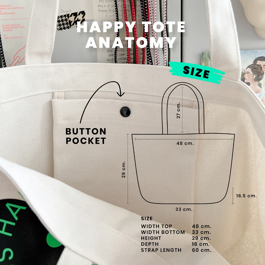 Happy canvas tote กระเป๋าผ้าแคนวาส รูปที่ 3