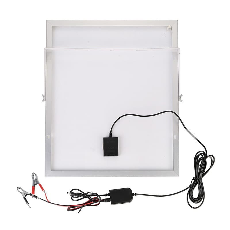 แผงโซลาร์เซลล์พร้อมสายยาว3เมตร mono solar cell 21V 10W/20W/30W/50W ชาร์จแบตมือถือได้แถมขาหนีบชาร์จแบต12Vได้ด้วย กันน้ำ รูปที่ 3