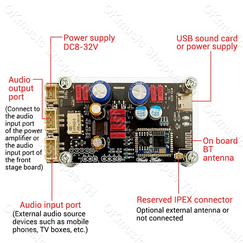 ZK QCC5125 บอร์ดถอดรหัสบลูทูธ ถอดรหัสไร้สาย Hifi Bluetooth 5.1 เสียงดีมาก ACC APTXHD Lossless BT bluetooth รูปที่ 3