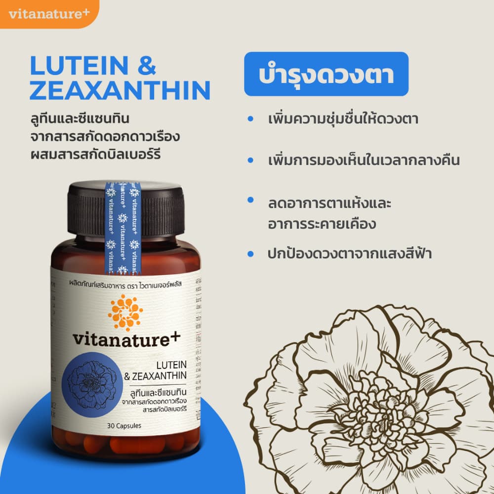 Vitanature+ Lutein and Zeaxanthin form Marigold Extract with Bilberry 1 กระปุก ลูทีนและซีแซนทิน รูปที่ 8