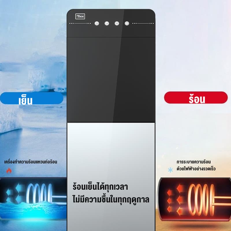 ตู้กดน้ำร้อน-เย็น กระจกนิรภัย เครื่องกดน้ำ ตู้กดน้ำถังล่าง มีระบบตัดไฟอัตโนมัติ Water Dispenser รูปที่ 2
