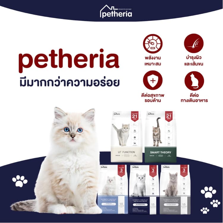 Petheria เพ็ทเทอเรีย อาหารแมว เกรนฟรี Project 32 Smart ลดน้ำหนัก UT ดูแล ระบบปัสสาวะ 1.5 กิโล รูปที่ 8