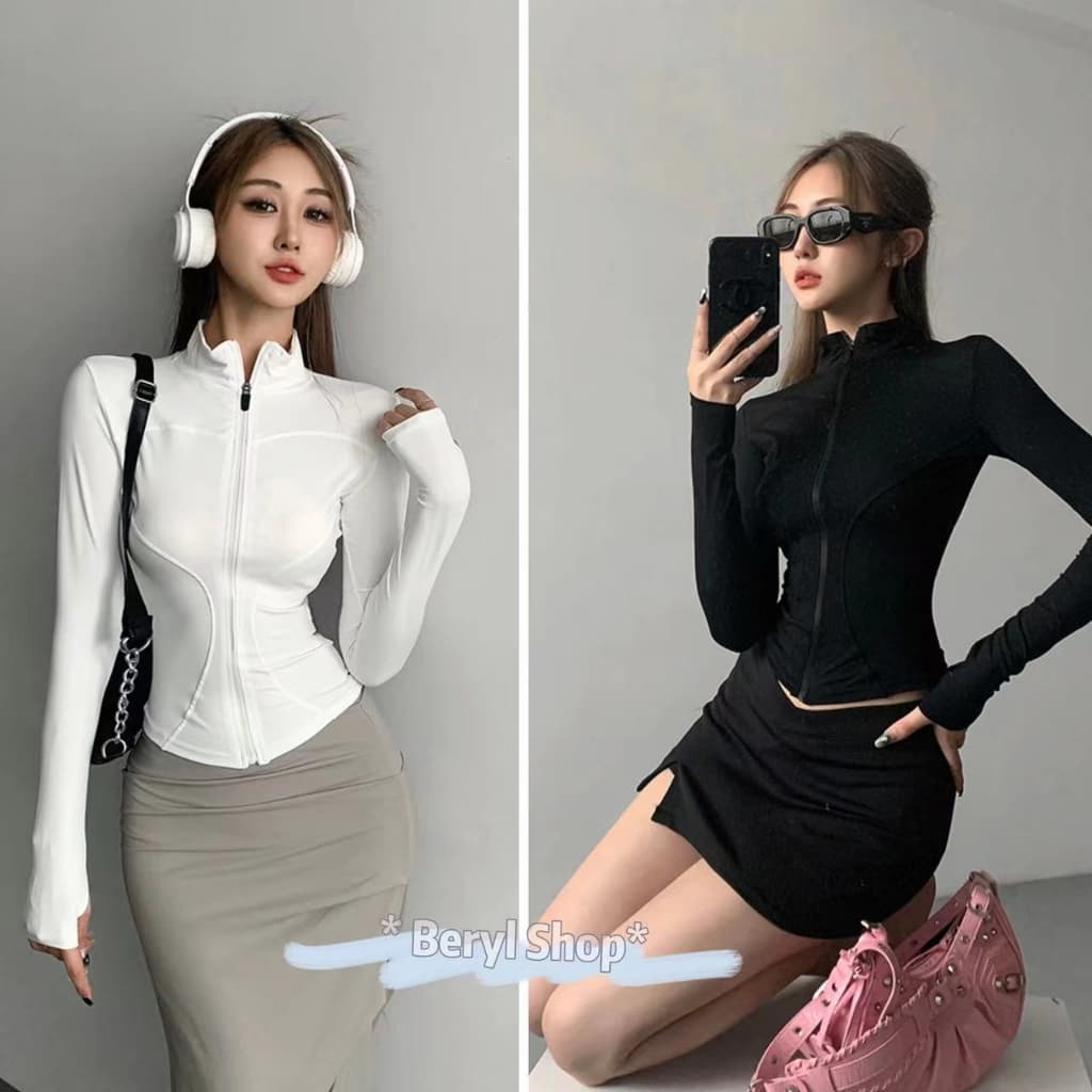 Berylเสื้อผ้าป้องกันแสงแดดแบบคอตั้งของผู้หญิง บางและระบายอากาศได้ดี รูปที่ 1