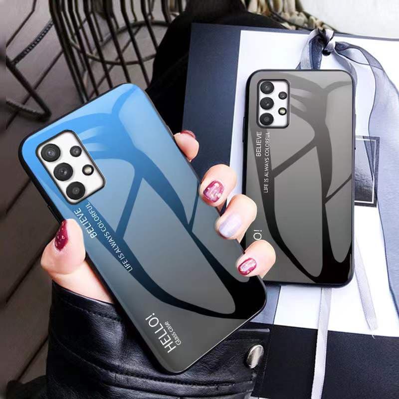 เคสกันกระแทก ไล่สี สำหรับ Samsung A52 A52S A53 A73 A23 A32 4G A02 M02 A12 M12 A32 5G A02S A03S เคสกระจก ขอบนิ่ม TPU CASE รูปที่ 1