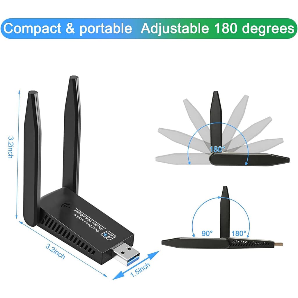 <มีประกัน> ตัวรับสัญญาณไวไฟ USB WIFI 5.0G + 2.4GHz Speed 1800Mbps USB3.0 รูปที่ 5