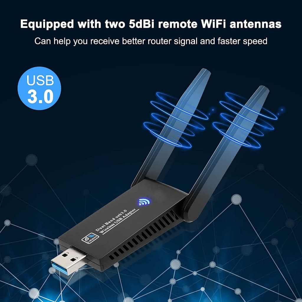 <มีประกัน> ตัวรับสัญญาณไวไฟ USB WIFI 5.0G + 2.4GHz Speed 1800Mbps USB3.0 รูปที่ 9