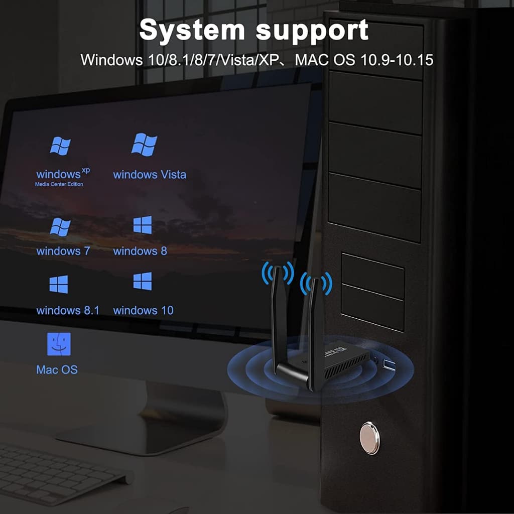 <มีประกัน> ตัวรับสัญญาณไวไฟ USB WIFI 5.0G + 2.4GHz Speed 1800Mbps USB3.0 รูปที่ 8