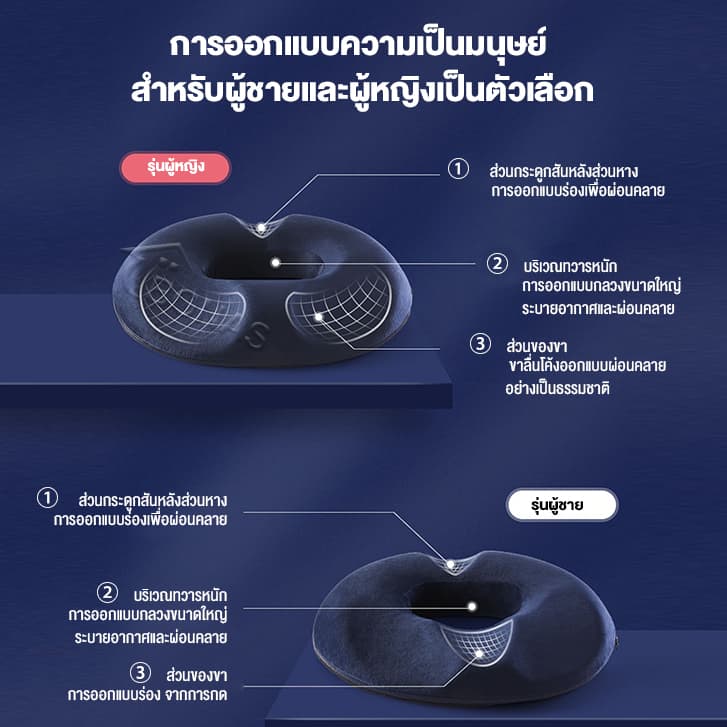 BONAS หมอนรองก้น เบาะรองหลัง เบาะรองนั่ง หมอนโดนัท มีให้เลือกหลายแบบ&รุ่นเหมาะสรีระผู้ชายและหญิง Seat Cushion เมมโมรีโฟม รูปที่ 8
