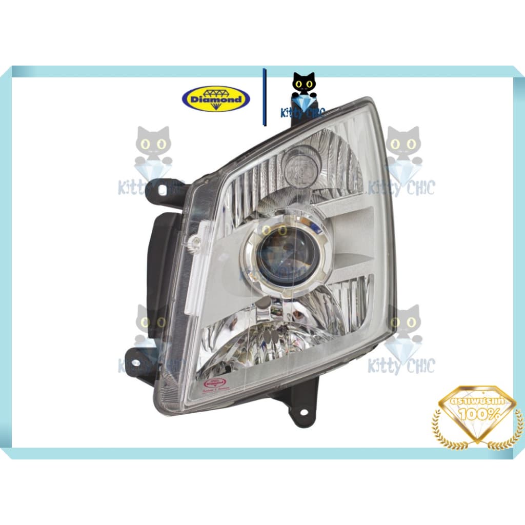 ไฟหน้า Isuzu Dmax ปี 2007-2011 รุ่นโปรเจคเตอร์ ไฟมุมสีขาว อีซูซุ ดีแมก ดีแม็ค ดีแม็ก D max D-max ไฟหน้าd max ตราเพชร รูปที่ 1