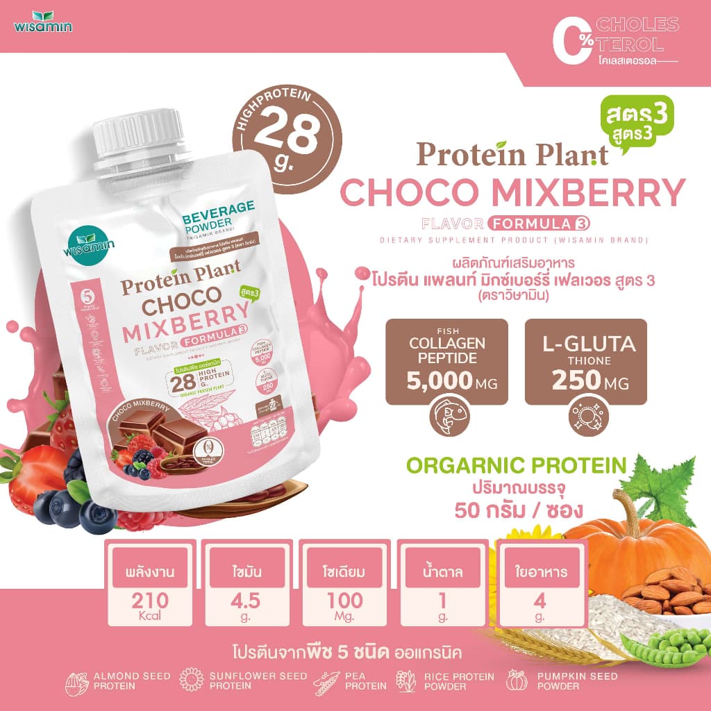 PROTEIN PLANT สูตร 3 โปรตีนแพลนท์ มี 11 รสชาติ โปรตีนพืช 5 ชนิด คอลลาเจน เปปไทด์ แอลกลูต้าไธโอน รูปที่ 3