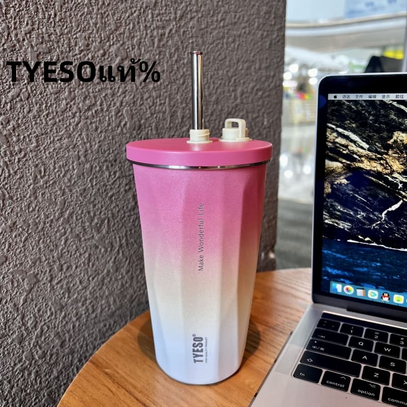 600ml แก้วกาแฟเก็บอุณหภูมิ แบบพกพา มีจุกฝาและแปรงล้างหลอด+3Dสติ๊กเกอร์แถมให้ TS-8848B รูปที่ 7