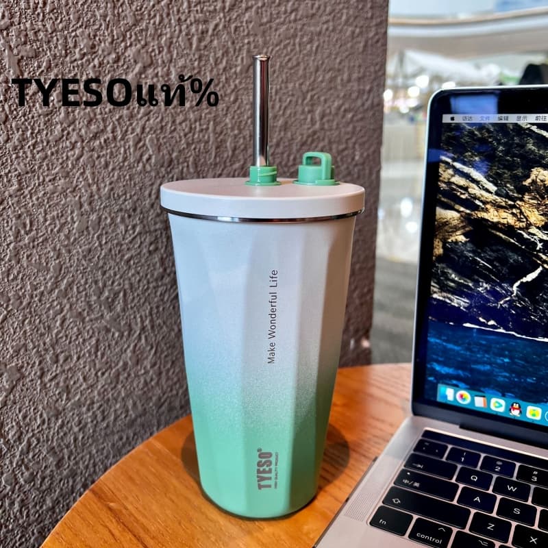 600ml แก้วกาแฟเก็บอุณหภูมิ แบบพกพา มีจุกฝาและแปรงล้างหลอด+3Dสติ๊กเกอร์แถมให้ TS-8848B รูปที่ 5