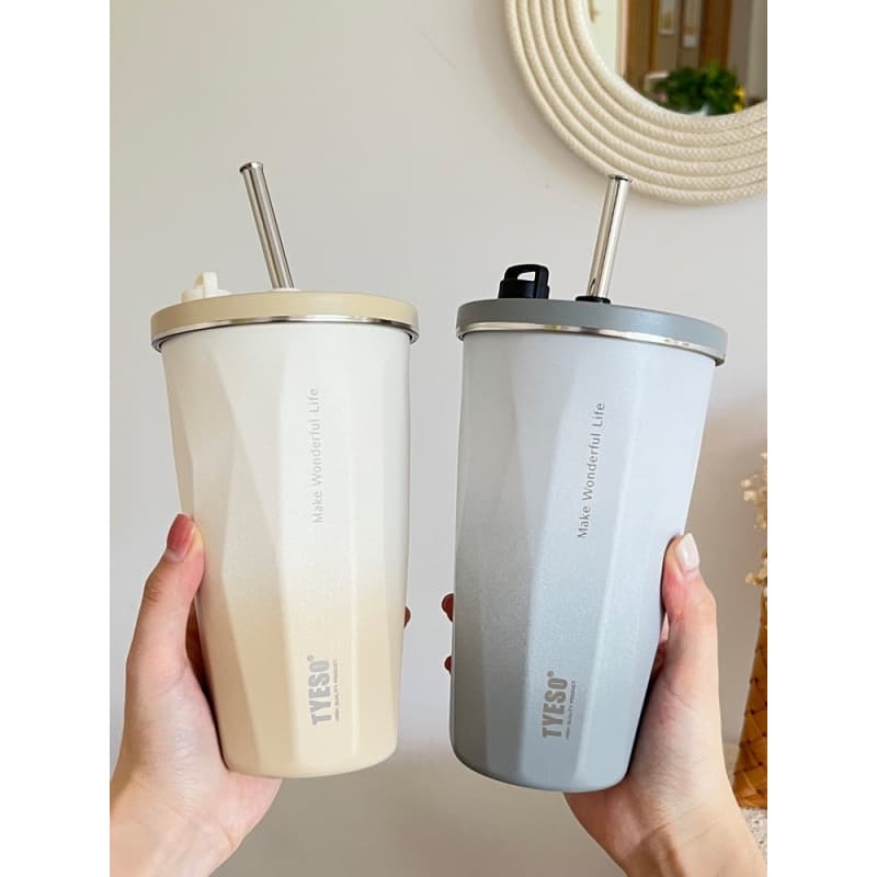 600ml แก้วกาแฟเก็บอุณหภูมิ แบบพกพา มีจุกฝาและแปรงล้างหลอด+3Dสติ๊กเกอร์แถมให้ TS-8848B รูปที่ 6